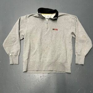 y2k grey Tommy Hilfiger sport essential earth tone quarter zip sweatsshirt